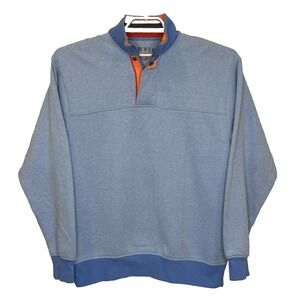 Orvis 1/4 Zip Pullover Sweater Mens Size‎ Medium Blue Pique Knit Long Sleeve
